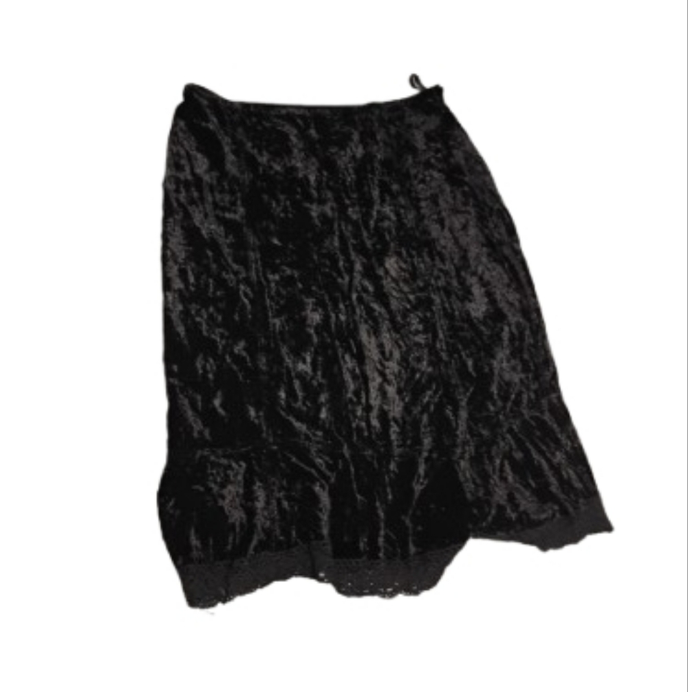 J. Jill Women's Goth Lace Trim Velvet Skirt Sz L Tall